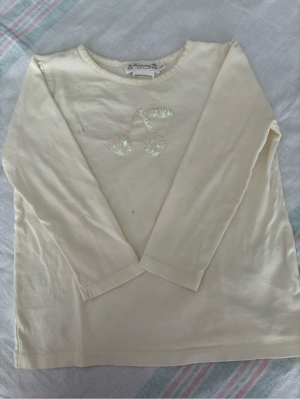 Authentic Bonpoint Long Sleeve Cherry Sequin Shirt